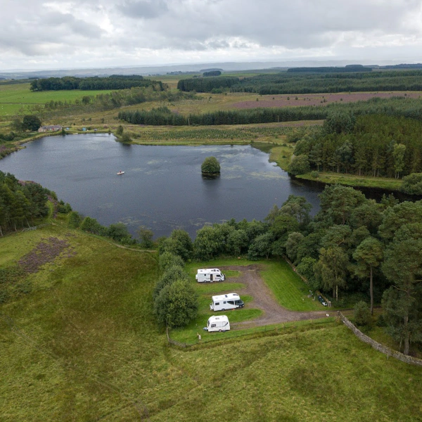 Aerial photo of Sweethope Lough Caravan Site
